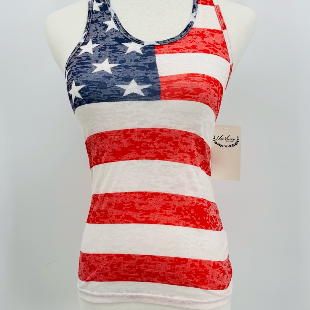 US Vintage Women’s Sleeveless American Flag Tank Top - S